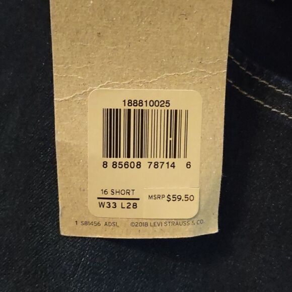New Levi's 711 Women's W33 L28 size 16 short skinny mid-rise‎ dark wash jeans - Picture 5 of 5